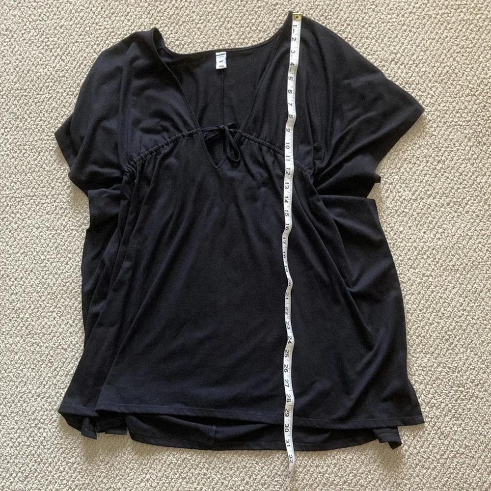 Old Navy Swim Cover Up Black Like New Size Small Ruched Drawstring Soft Stretch